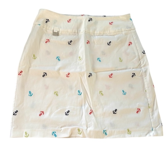 Lulu-B Pants - NWOT Lulu-B Anchor Skirt White with multicolor Embroidered Anchors SZ 12